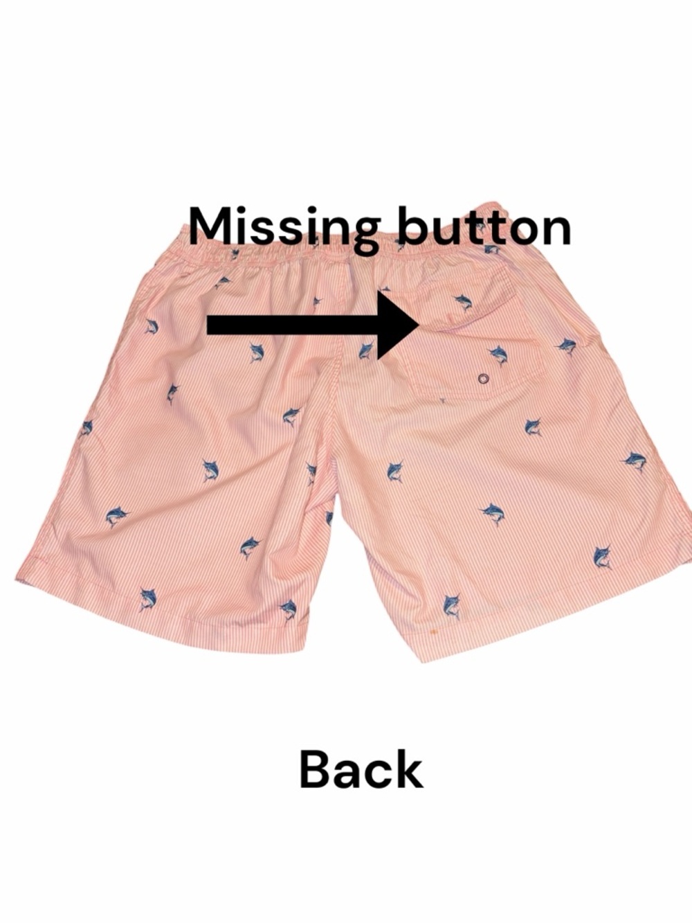 St. John's Bay Pink Striped Hybrid Shorts with Blue SwordFish Print - Picture 5 of 6